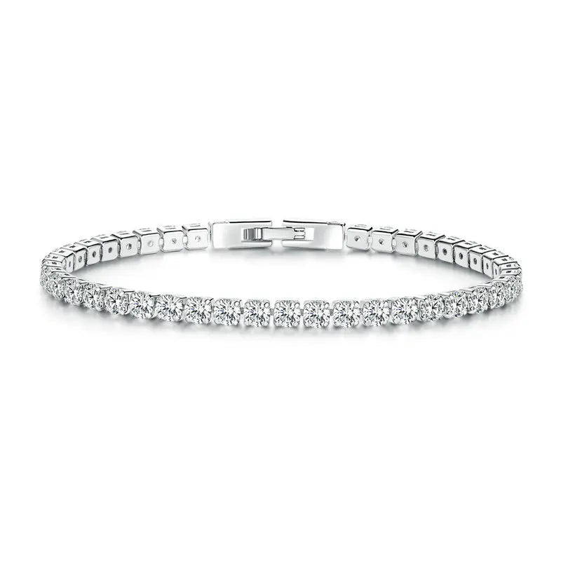 BAMOER Luxury Rose Gold Color Chain Link Bracelet for Women Ladies Shining AAA Cubic Zircon Crystal Jewelry JIB013 Mirror Quenn