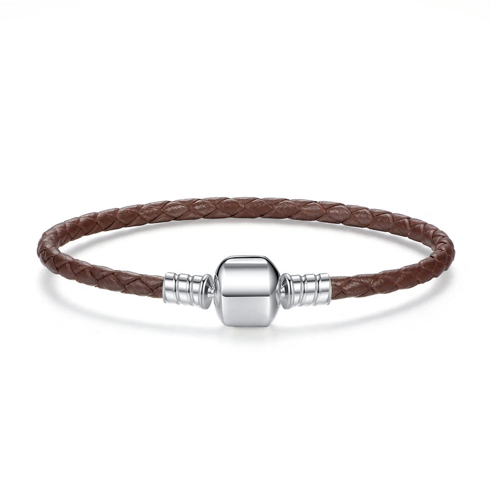 Braided Leather Bracelet with Sterling Silver Clasp