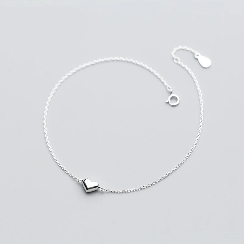 Modian Fashion Cute Heart Ankle For Women Real Solid 925 Sterling Silver Simple Link Chain Ankle Ethnic Style Fine Jewelry Mirror Quenn