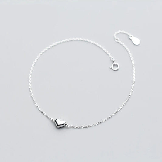 Modian Fashion Cute Heart Ankle For Women Real Solid 925 Sterling Silver Simple Link Chain Ankle Ethnic Style Fine Jewelry Mirror Quenn