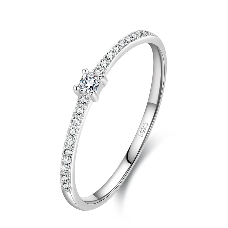 Modian 2021 Real 925 Sterling Silver Simple Square Clear CZ Charm Gold Color Finger Rings For Women Wedding Engagement Jewelry Mirror Quenn
