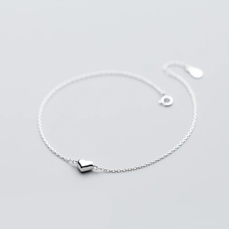 Modian Fashion Cute Heart Ankle For Women Real Solid 925 Sterling Silver Simple Link Chain Ankle Ethnic Style Fine Jewelry Mirror Quenn