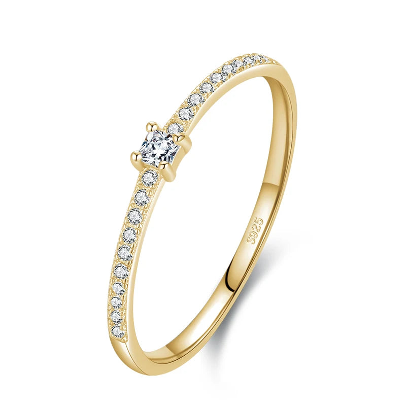 Modian 2021 Real 925 Sterling Silver Simple Square Clear CZ Charm Gold Color Finger Rings For Women Wedding Engagement Jewelry Mirror Quenn