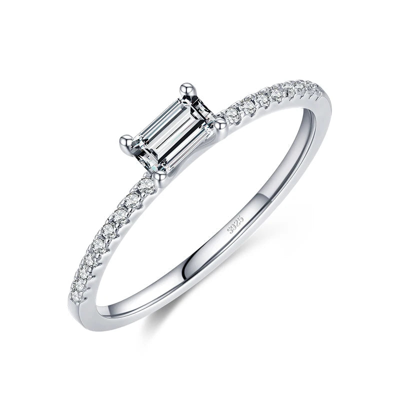 Modian 2021 Real 925 Sterling Silver Simple Square Clear CZ Charm Gold Color Finger Rings For Women Wedding Engagement Jewelry Mirror Quenn