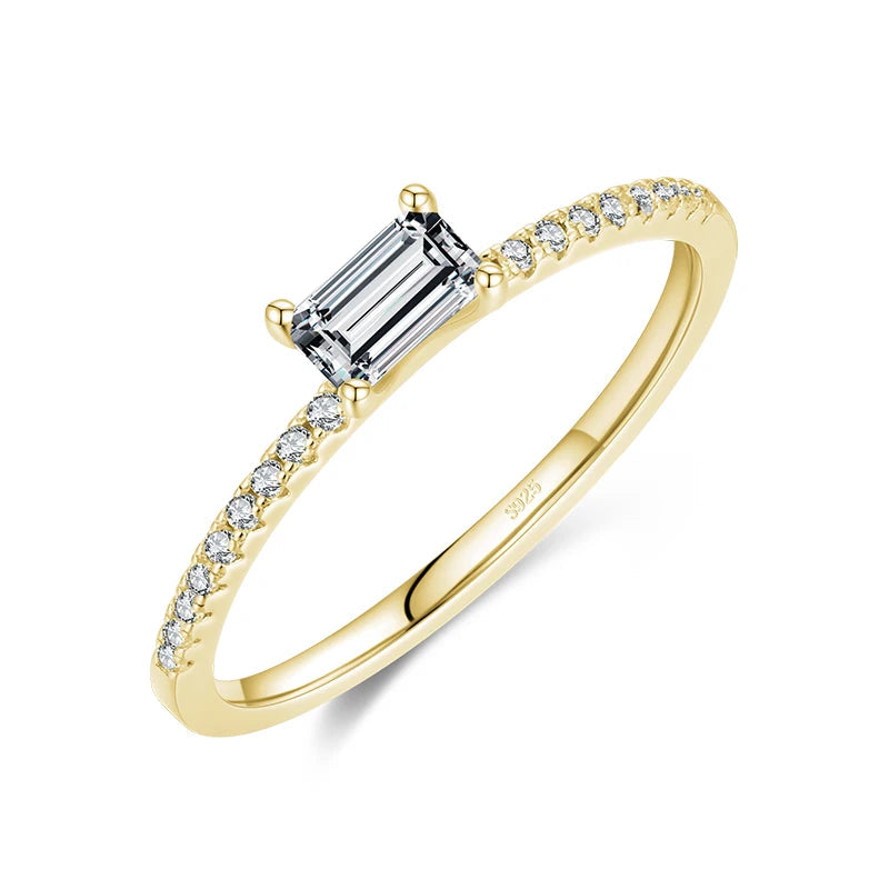 Modian 2021 Real 925 Sterling Silver Simple Square Clear CZ Charm Gold Color Finger Rings For Women Wedding Engagement Jewelry Mirror Quenn