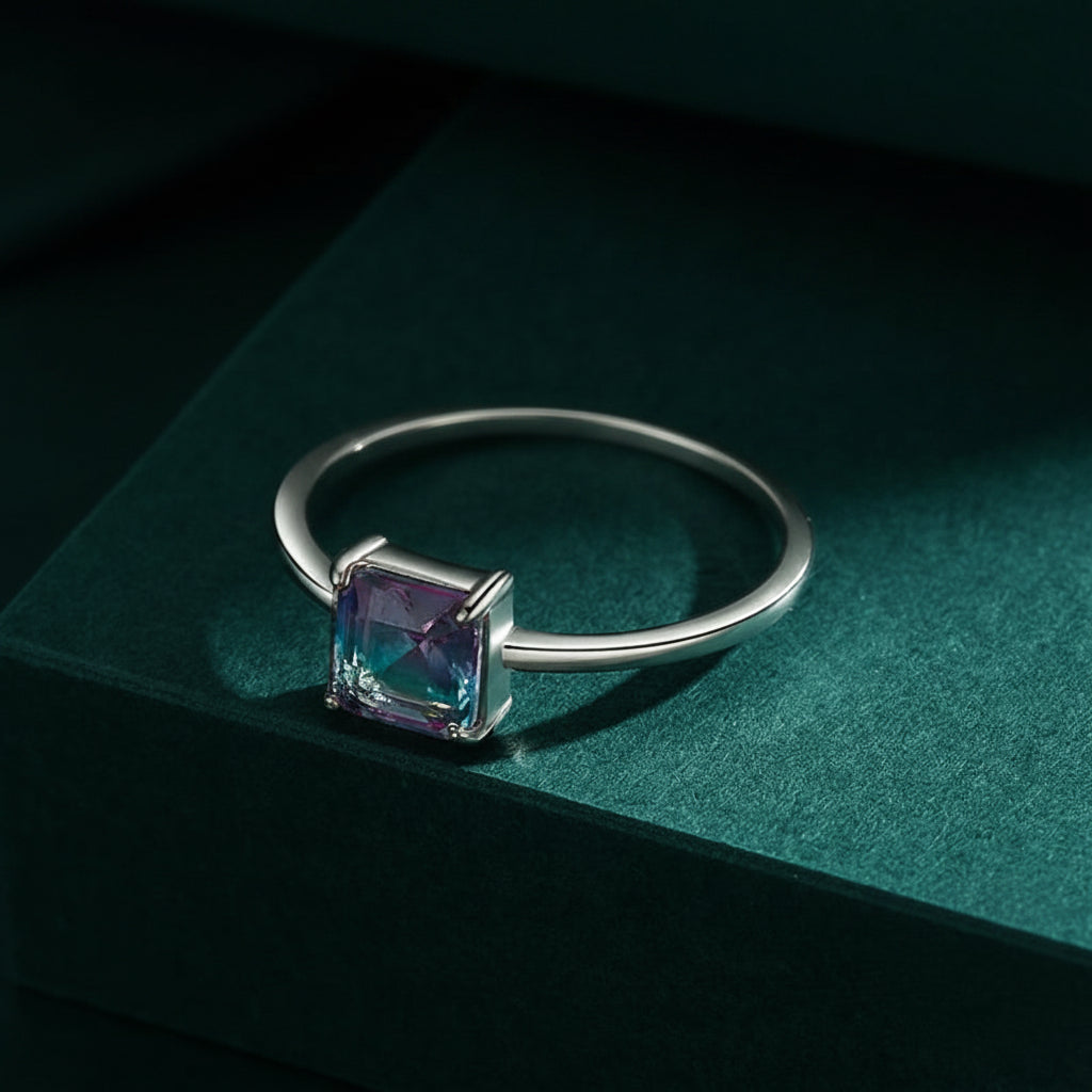 Rainbow Tourmaline Sterling Silver Ring