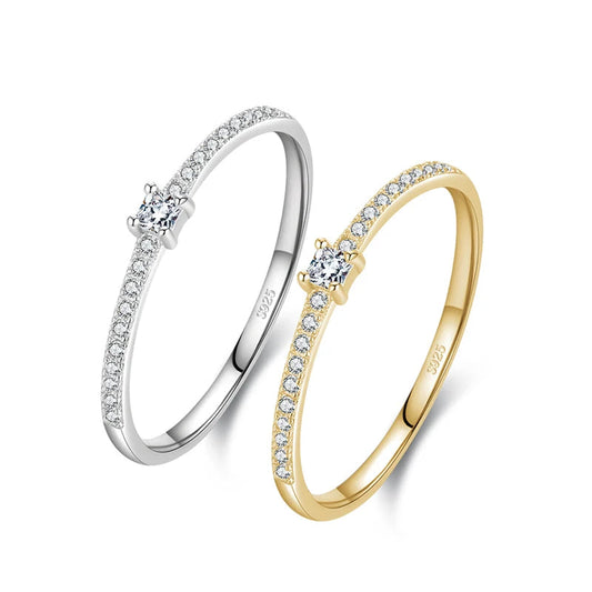 Modian 2021 Real 925 Sterling Silver Simple Square Clear CZ Charm Gold Color Finger Rings For Women Wedding Engagement Jewelry Mirror Quenn
