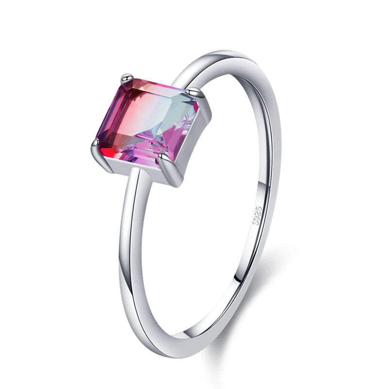Rainbow Tourmaline Sterling Silver Ring