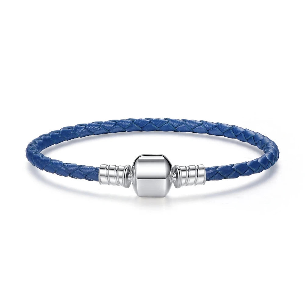 Braided Leather Bracelet with Sterling Silver Clasp