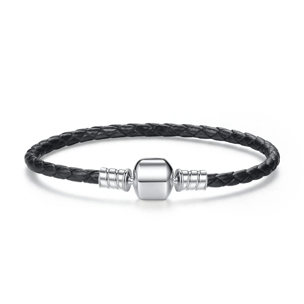 Braided Leather Bracelet with Sterling Silver Clasp