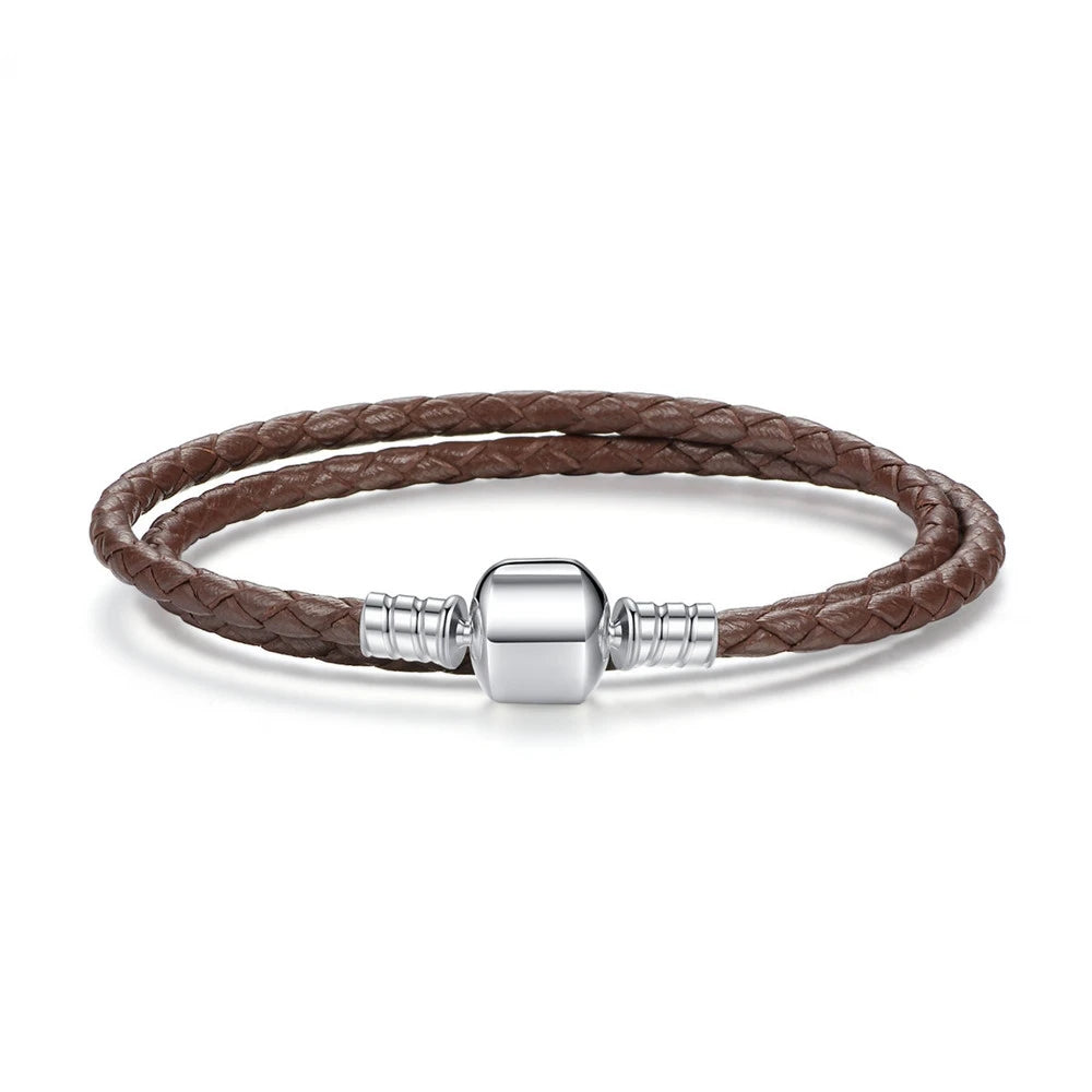Braided Leather Bracelet with Sterling Silver Clasp