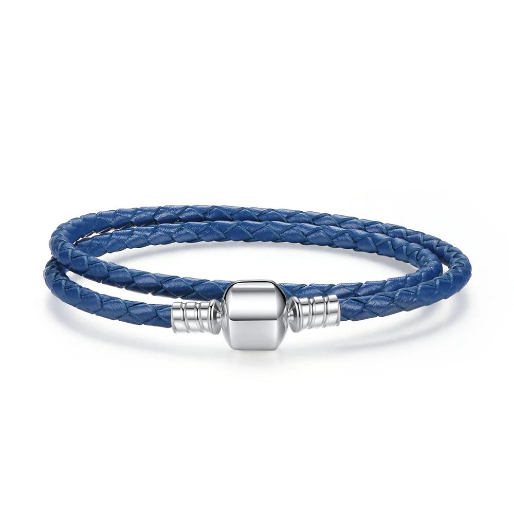 Braided Leather Bracelet with Sterling Silver Clasp