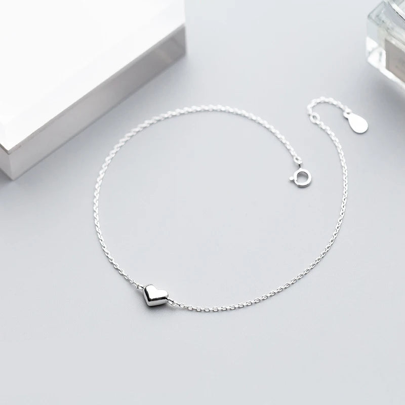 Modian Fashion Cute Heart Ankle For Women Real Solid 925 Sterling Silver Simple Link Chain Ankle Ethnic Style Fine Jewelry Mirror Quenn