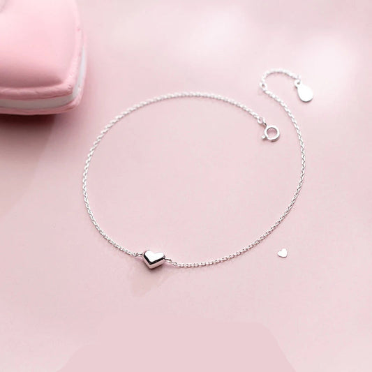 Modian Fashion Cute Heart Ankle For Women Real Solid 925 Sterling Silver Simple Link Chain Ankle Ethnic Style Fine Jewelry Mirror Quenn