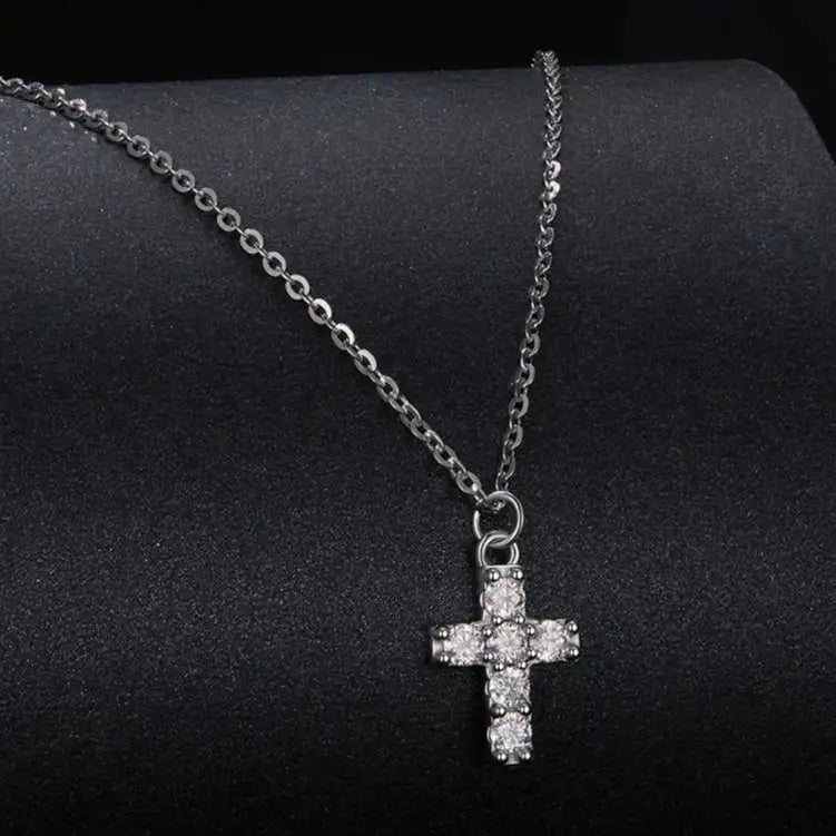 Moissanite Cross Necklace & Earrings Set Mirror Quenn
