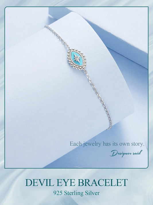 Sterling Silver Evil Eye Bracelet Adjustable Chain