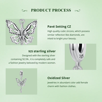 Sterling Silver Green Butterfly Charm Bracelet Bead DIY