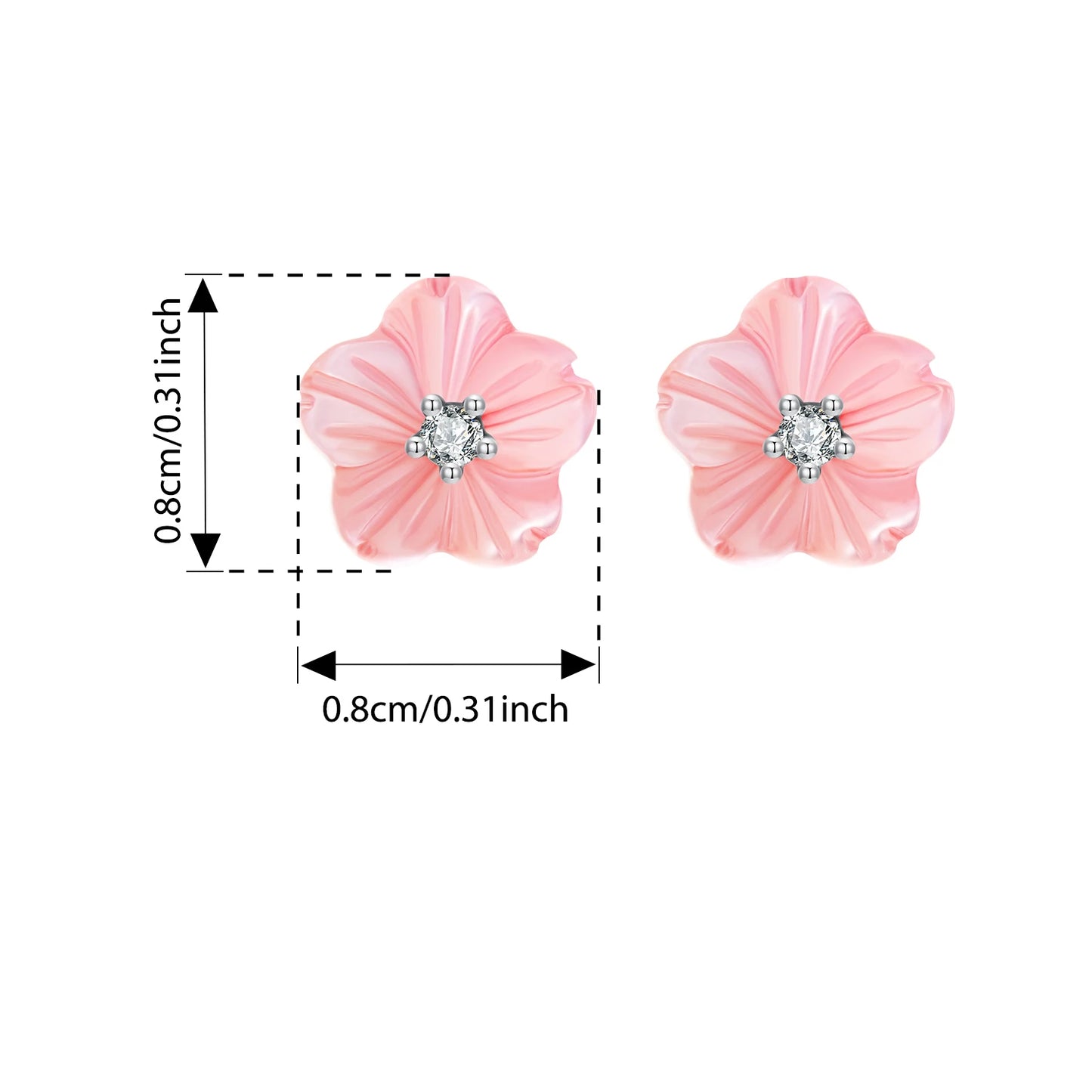 Sterling Silver Sakura Pink Shell Stud Earrings