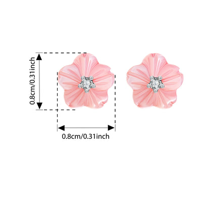 Sterling Silver Sakura Pink Shell Stud Earrings