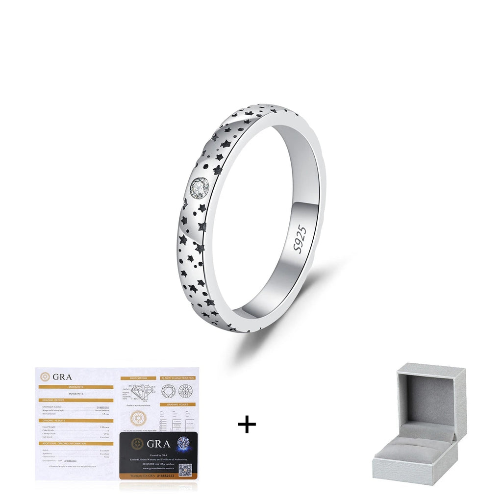 D Color Moissanite Couple Ring Sterling Silver Mirror Quenn