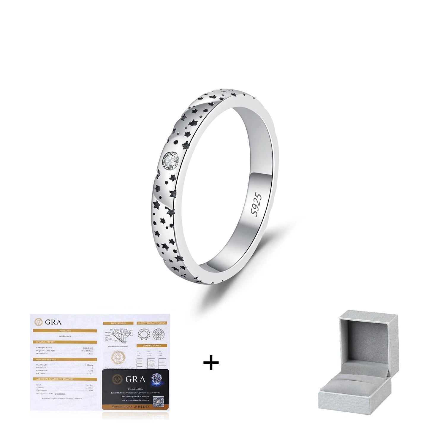 D Color Moissanite Couple Ring Sterling Silver Mirror Quenn