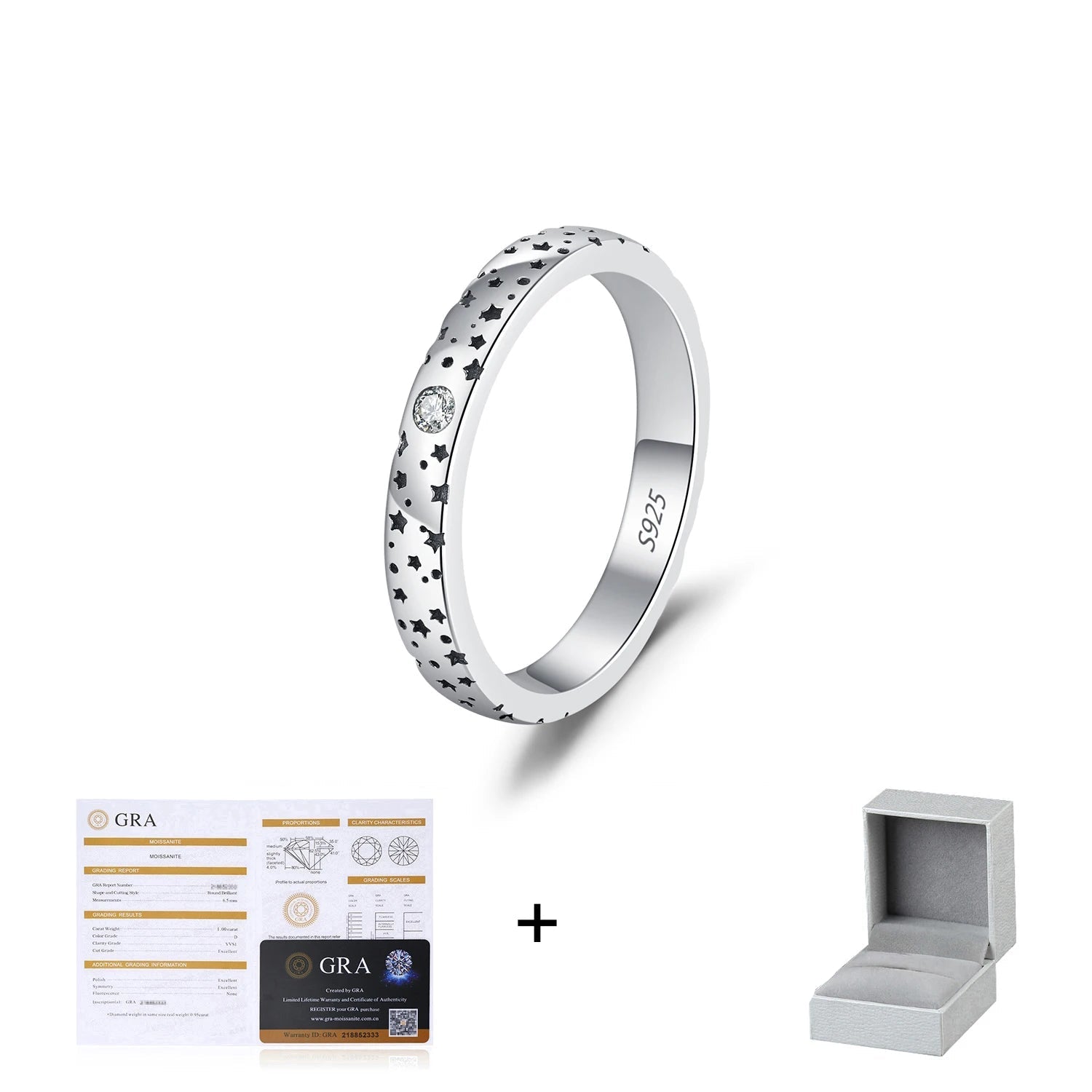 D Color Moissanite Couple Ring Sterling Silver Mirror Quenn