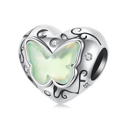 Sterling Silver Green Butterfly Charm Bracelet Bead DIY