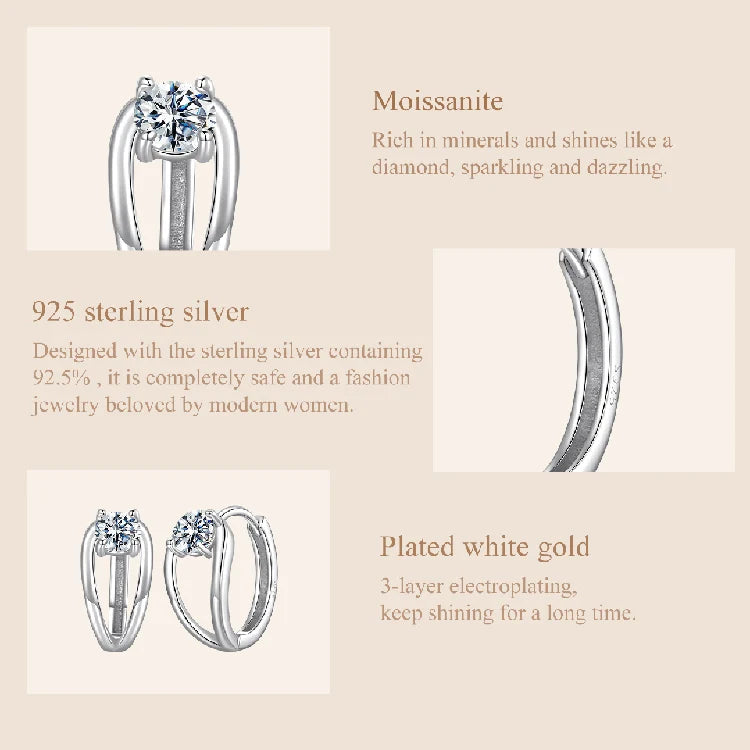 0.3CT Moissanite Hoop Earrings Silver Gold