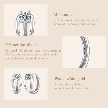 0.3CT Moissanite Hoop Earrings Silver Gold