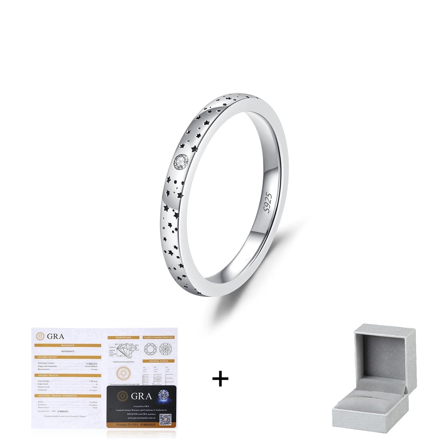 D Color Moissanite Couple Ring Sterling Silver Mirror Quenn
