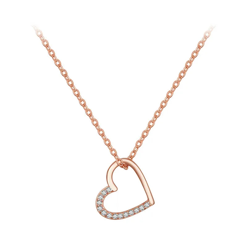 BAMOER Genuine 925 Sterling Silver The shape of love Chain Necklace for Women, Godl Plated Heart Necklace 3 Color 18.11'' Mirror Quenn