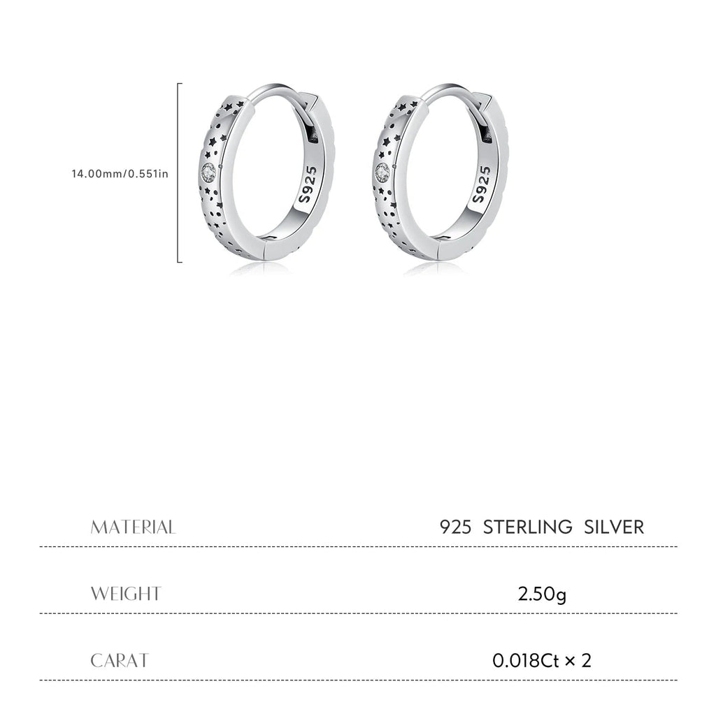 D Color Moissanite Star Hoop Earrings Mirror Quenn