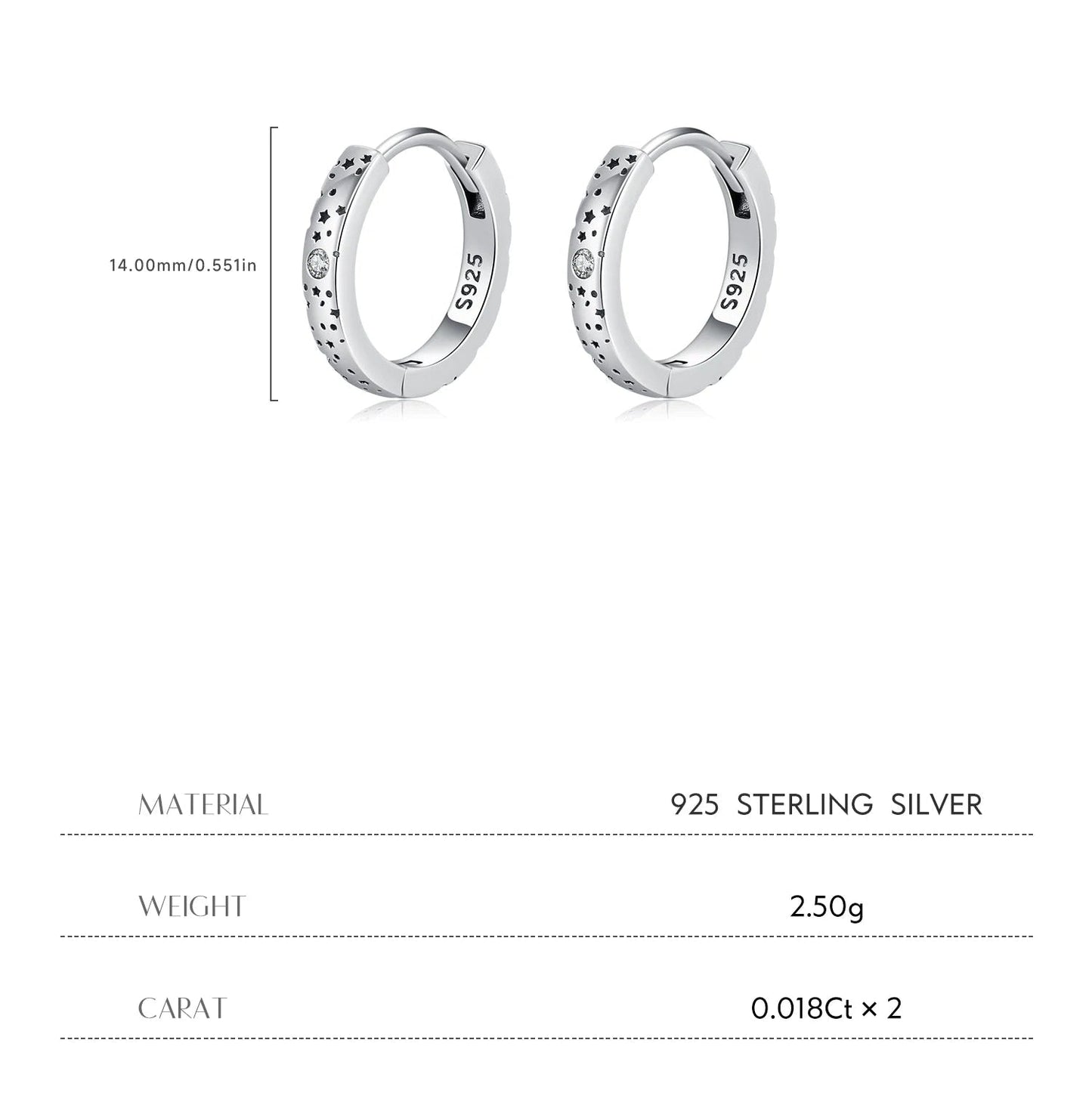 D Color Moissanite Star Hoop Earrings Mirror Quenn