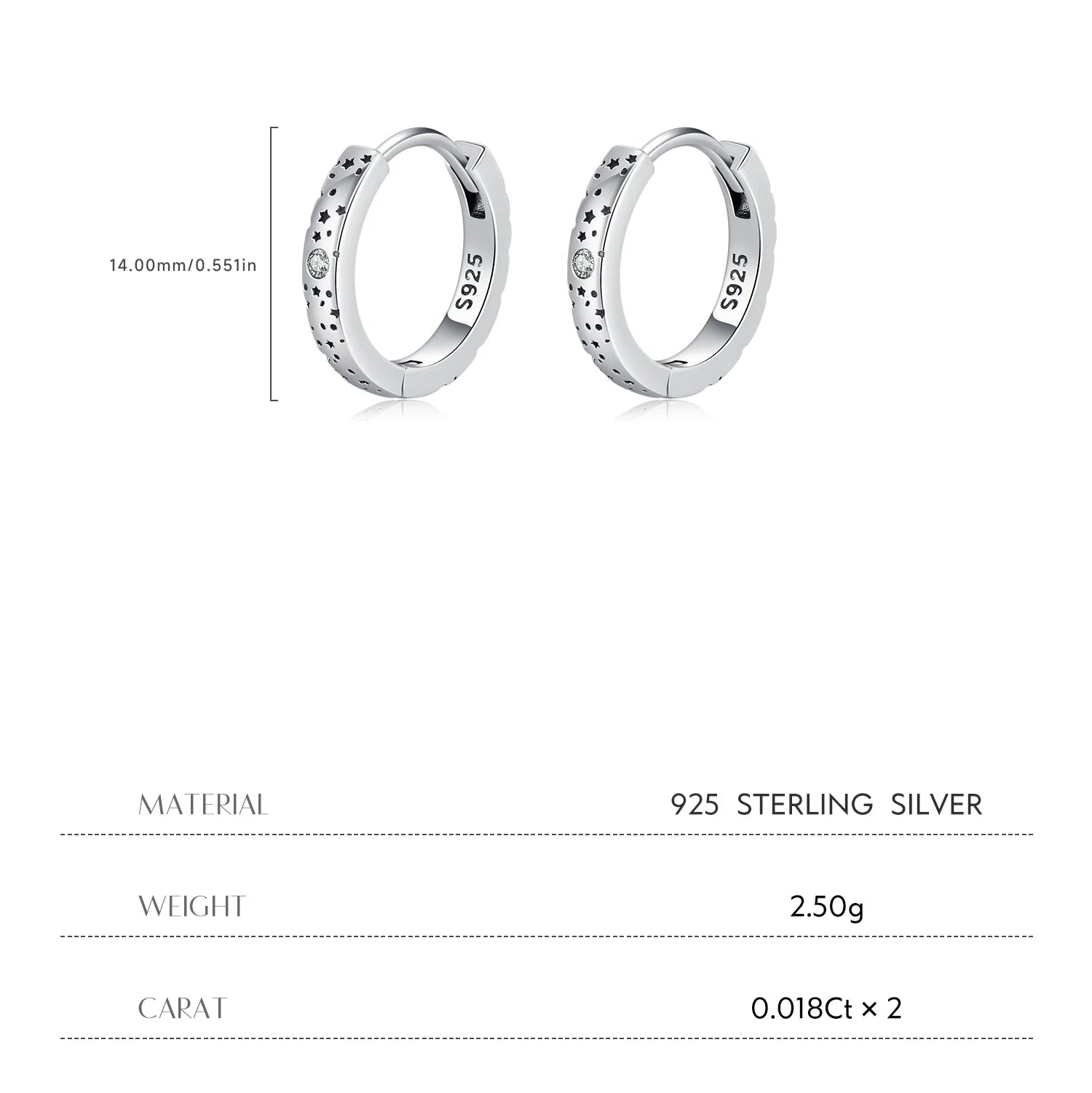 D Color Moissanite Star Hoop Earrings Mirror Quenn