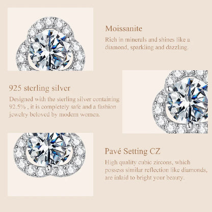 0.5CT Moissanite Clover Earrings 925 Sterling Silver Lab Diamond