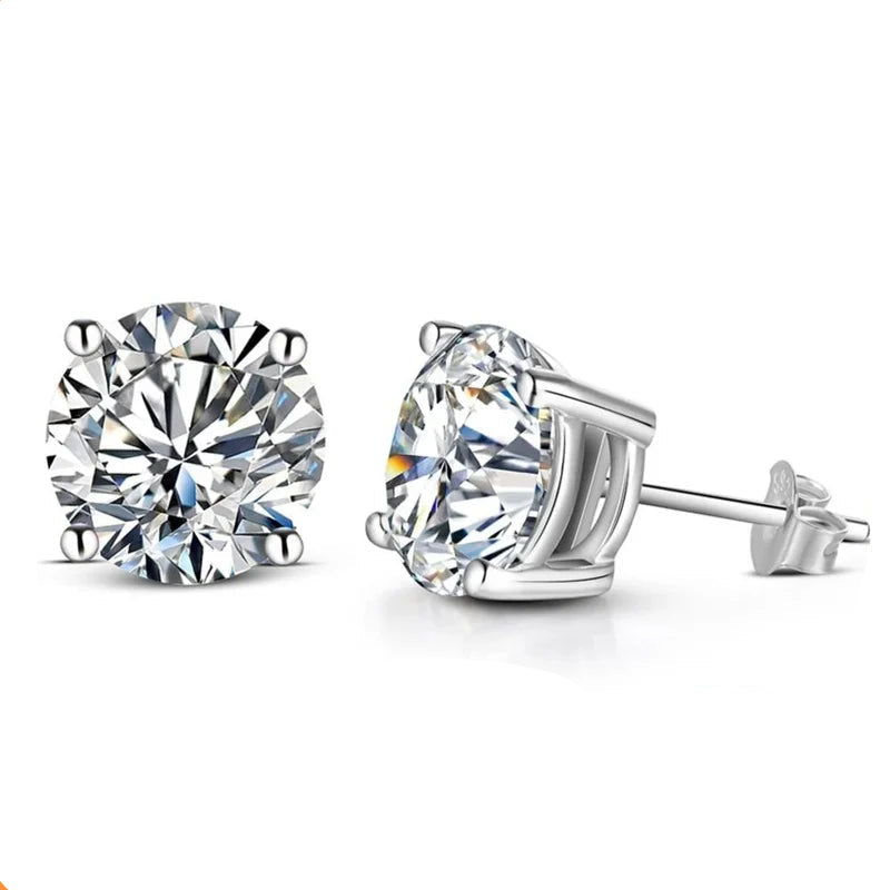 ATTAGEMS 2 Carat 8.0mm D Color Moissanite Stud Earrings For Women Top Quality 100% 925 Sterling Silver Sparkling Wedding Jewelry Mirror Quenn