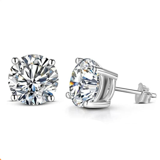 ATTAGEMS 2 Carat 8.0mm D Color Moissanite Stud Earrings For Women Top Quality 100% 925 Sterling Silver Sparkling Wedding Jewelry Mirror Quenn