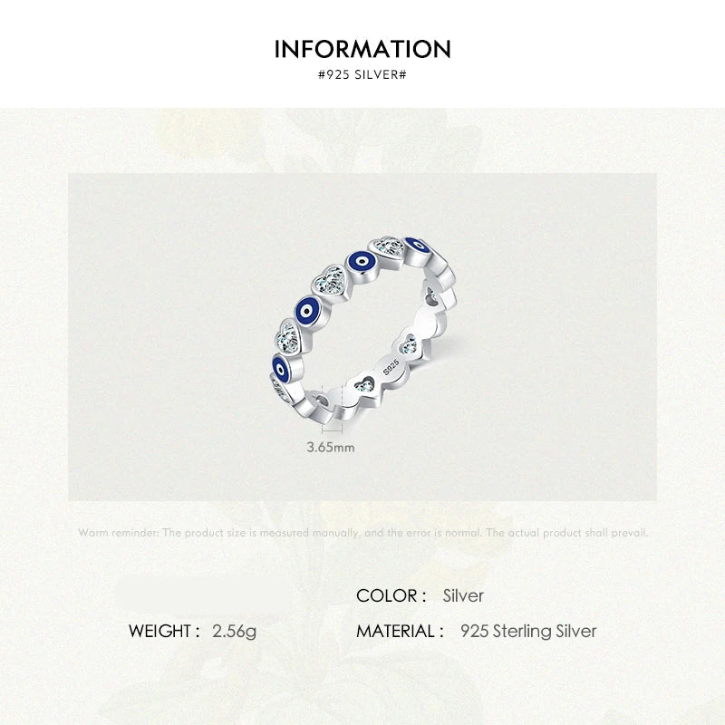 MODIAN 925 Sterling Silver Enamel Blue Eyes Ring For Women Romantic Heart Stackable Ring Fashion Fine Jewerlry Birthday Gifts Mirror Quenn