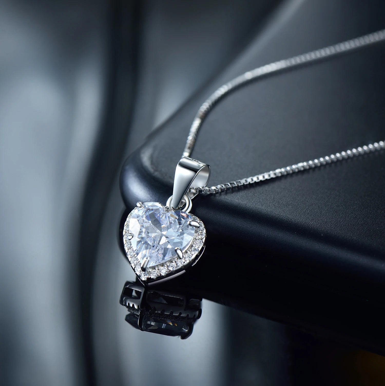 Heart Zircon Bridal Ring & Necklace Set Mirror Quenn