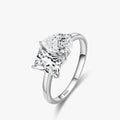 Lumina Radiant 925 Sterling Silver Geometric Ring - Dazzling Square & Pear Cut Duo
