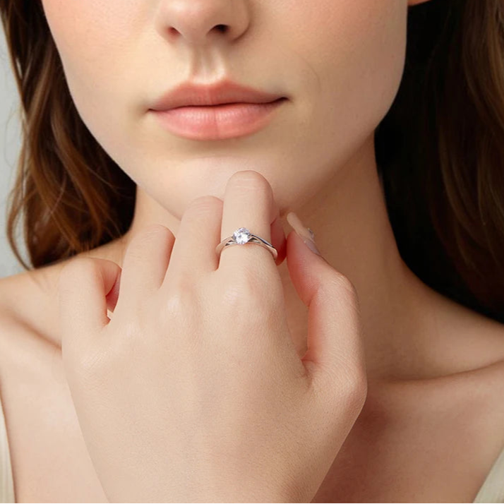 925 Sterling Silver Rotatable Statement Ring Stress Relief Spinner Band Ring for Women Girlfriend Engagement Special Gift Mirror Quenn