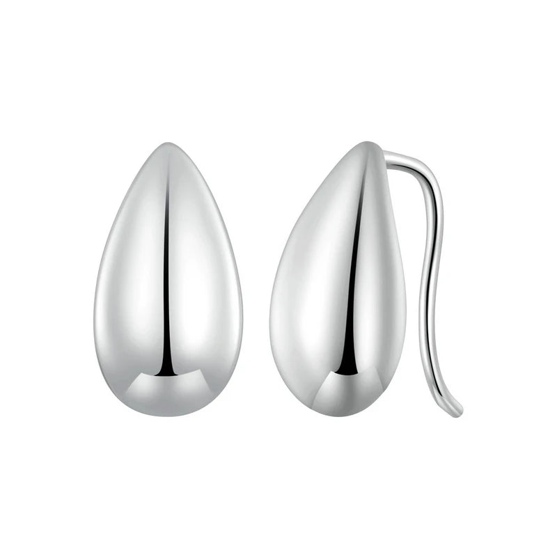 BAMOER Authentic 925 Sterling Silver Glossy Waterdrop Earrings Teardrop Hook Earrings for Women Minimalist Fine Jewelry Gift Mirror Quenn