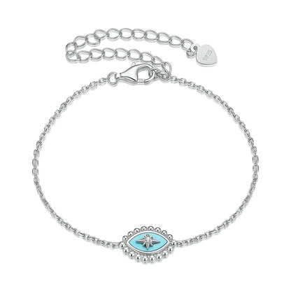 Sterling Silver Evil Eye Bracelet Adjustable Chain