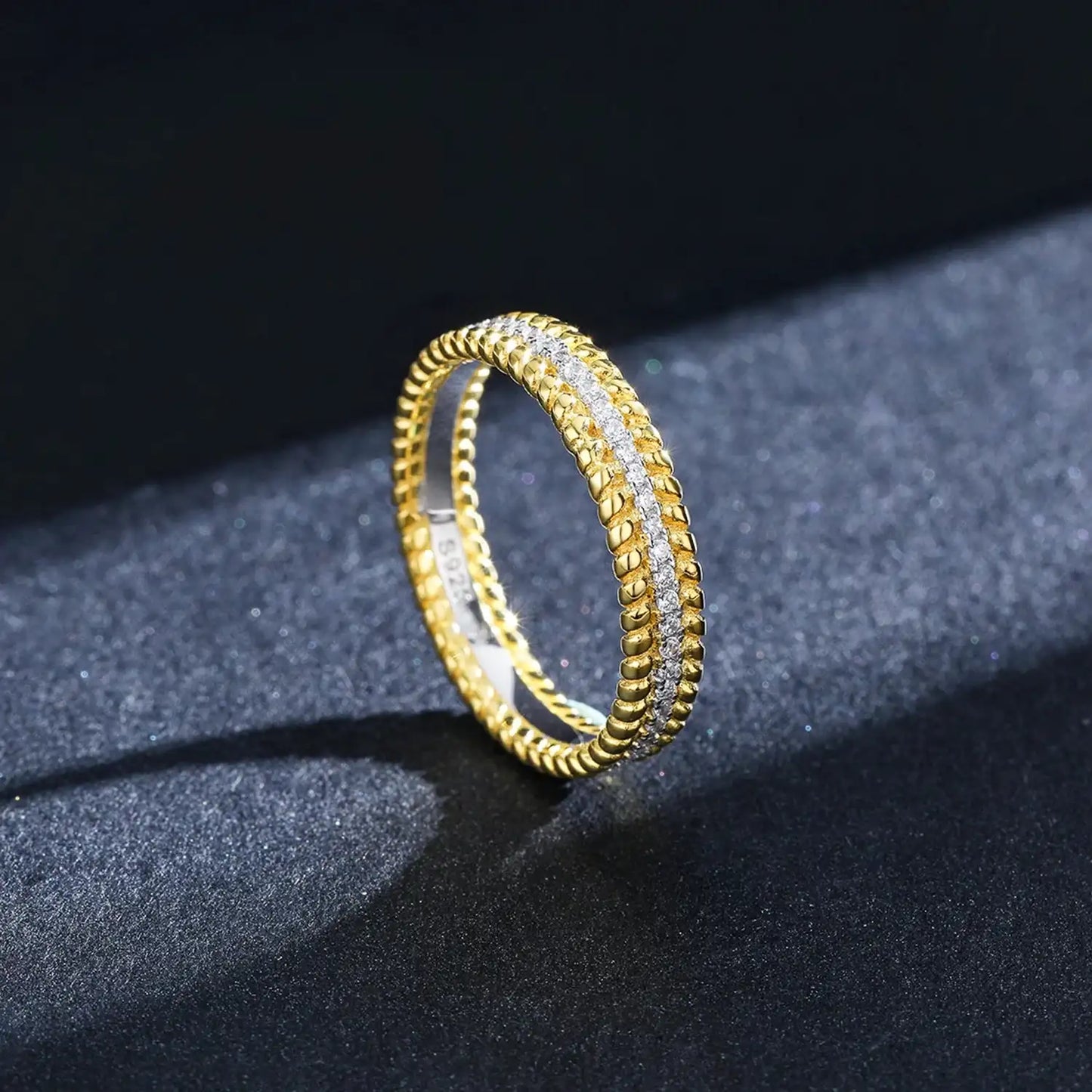 MODIAN Fashion 925 sterling silver Rings Shining AAAAA Cubic Zirconia Eternity Bands Rings For Women Gold Color Fine Jewelry Mirror Quenn