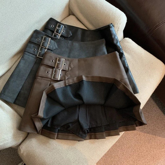 Y2K PU Leather Mini Skirt