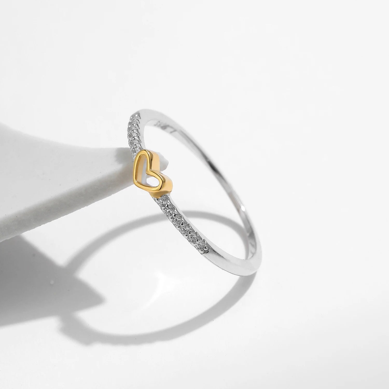 MODIAN 925 Sterling Silver Simple Romantic Heart Finger Ring Trendy Metallic Contrast Design Rings For Women Fine Jewelry Mirror Quenn