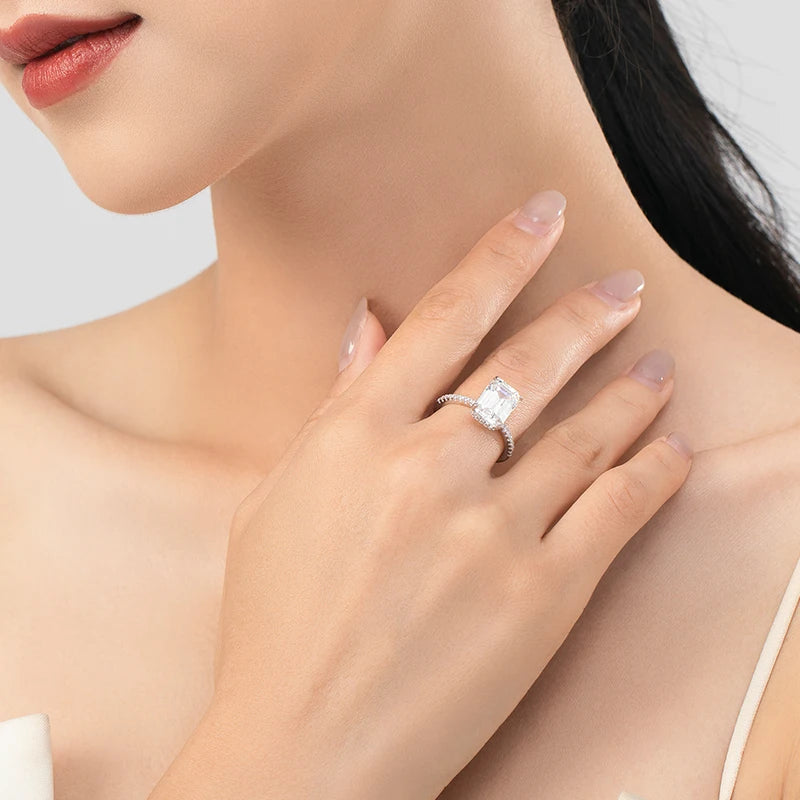 Emerald Cut Zircon Sterling Silver Ring