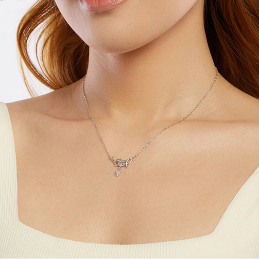 BAMOER 925 Sterling Silver Cat Necklace for Women - Cat Jewelry Gifts for Cat Lovers Fashion Birthday Graduation Gift SCN533 Mirror Quenn