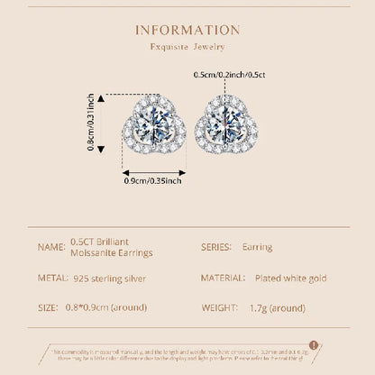 0.5CT Moissanite Clover Earrings 925 Sterling Silver Lab Diamond