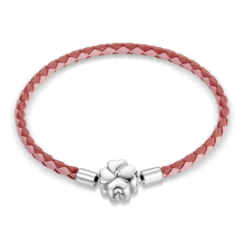 Four-Leaf Clover Lucky Leather Bracelet
